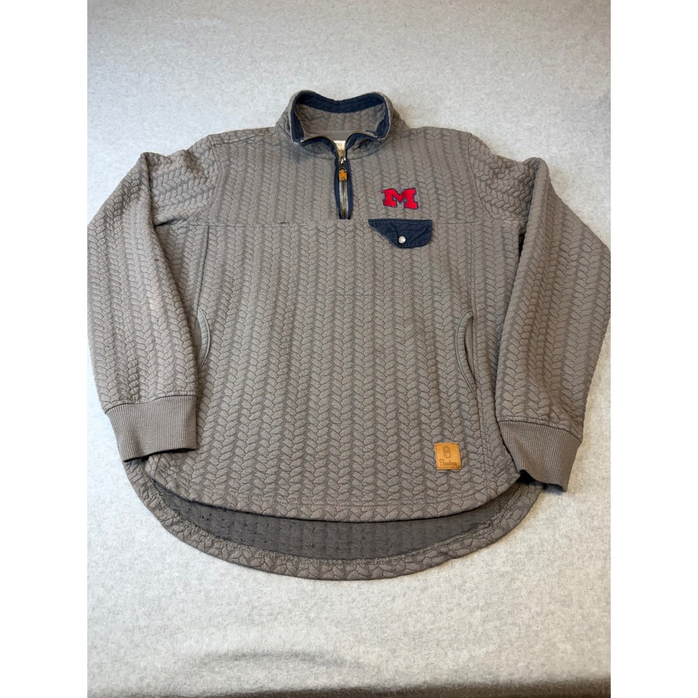 Pressbox Ole Miss Women Large Grey Quilted Quarter Zip Pullover NCAA
